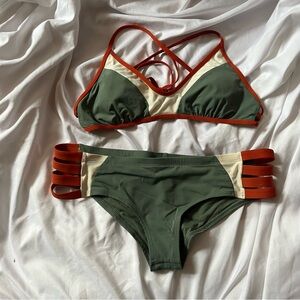 Green and Orange Pacsun Bikini Set